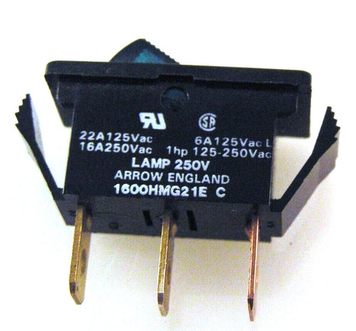Arrow England 1600HMG21EC Rocker Switch Green Neon 16A 250V On/Off OM0293T - Picture 2 of 3