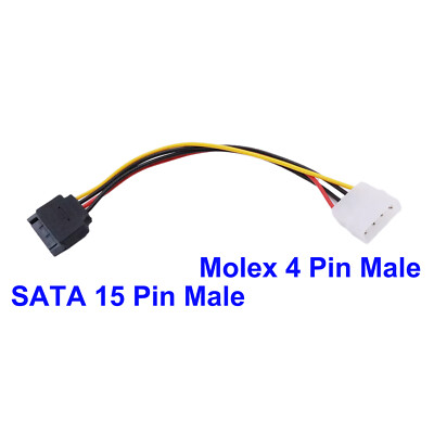 10x Serial ATA SATA 15 Pin Male To IDE Molex 4 PIN Male Power HDD Adapter Cable