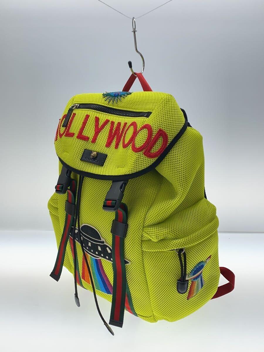 Gucci Applique HOLLYWOOD 429037 Nylon,Mesh Backpack Yellow Gucci Applique HOLLYWOOD 429037 Nylon,Mesh Backpack Yellow