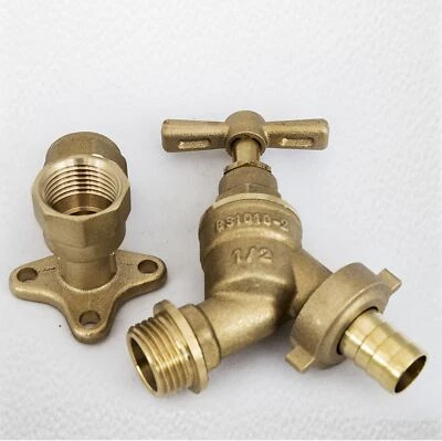 FixTheBog 1/2 BSP Brass Water Bib Tap with Brass Wall Plate Fixture