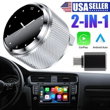 2-in-1 USB Auto Wireless CarPlay Adapter+Clock For iPhone Apple Dongle Plug＆Play