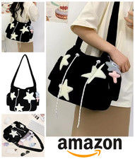 Tote Shoulder Bag Womens Ladies Girls Crossbody Bags Large Stars Pockets Y2K Zip