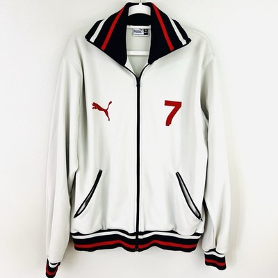 Vintage PUMA T7 90s White Track Jacket Mens Size XL / Womens Boyfriend Style
