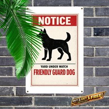 Golden Retriever Area Patrolled Caution Metal Sign Aluminum Wall Art 8x12