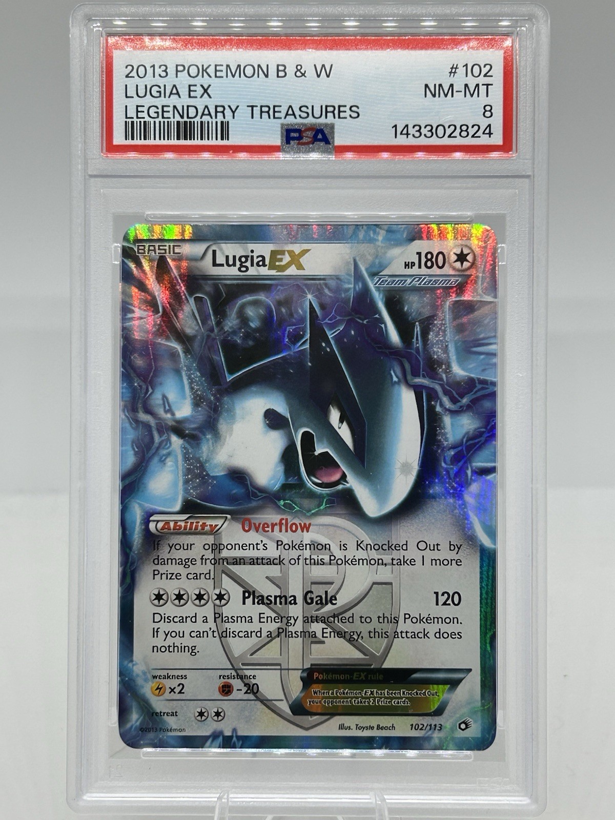Lugia EX (Team Plasma) 102/113 Legendary Treasures Holo PSA 8