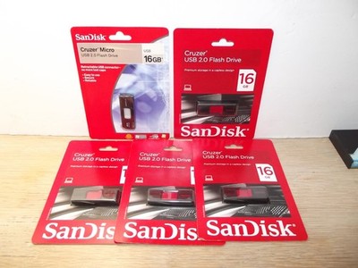 Lot of 5 New Sealed SanDisk Cruzer Glide 16GB USB Flash Drive - FREE SHIPPING!