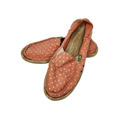Sanuk Shoe Womens 6 Pink Poka Dot  Flats Slip On Loafer  Fabric 