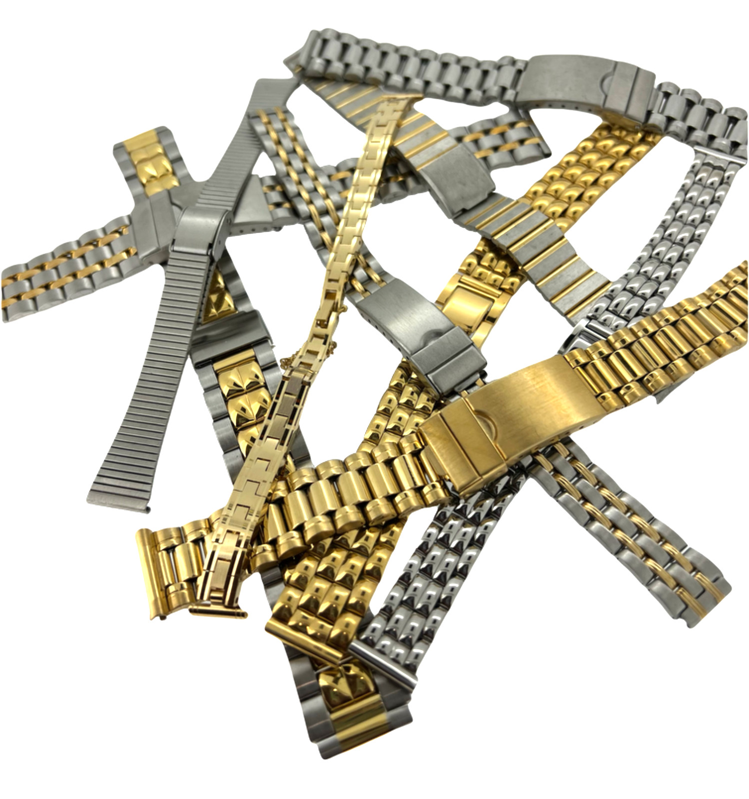Wholesale Job Lot 10 x Assorted Size And Finished Metal Bracelet Watch Straps.