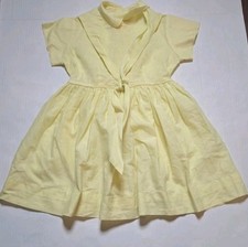 Vintage 1950s Baby Dress Yellow Little Girls Sailor Frock Button Pleated Ruffle