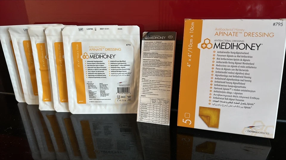 MediHoney Apinate Dressings 10cm x 10cm Pack Size 5 (#795) Exp 1/12/2027