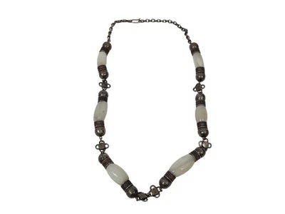 Vintage Sterling Silver 925 Agate Bead Necklace Ornate Ethnic Style Design 68g - Image 1 of 4