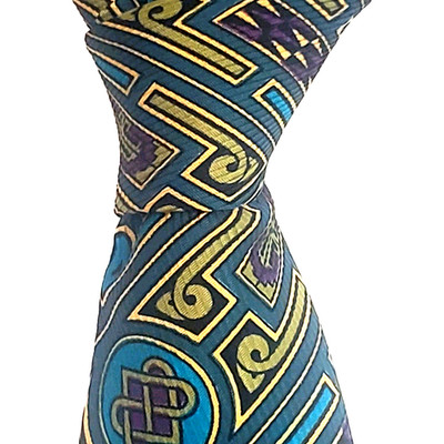 BSL Celtic Tie Collection Ireland Hand Finished Gold Book of Kells 57x3.5'' EUC