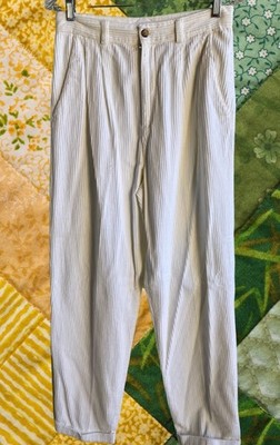 Vintage 90s White Corduroy Pants, Baggy High Waist Carolina Colours Minimalist