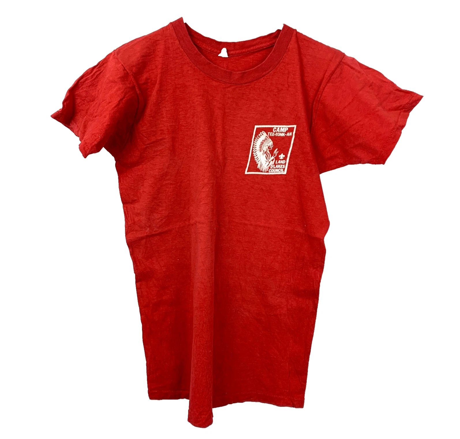 Vintage Camp Tee-Tonk-Ah Land O'Lakes Council Red T-Shirt Large