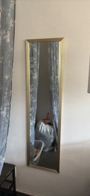 Gold Framed Full-Length Rectangular Wall Mounted Vertical Mirror for Bedroom