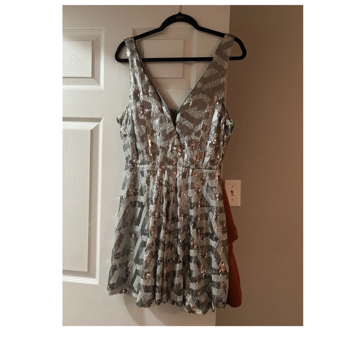 green emerald velvet dress Sequin Mini Dress Silver / Xs