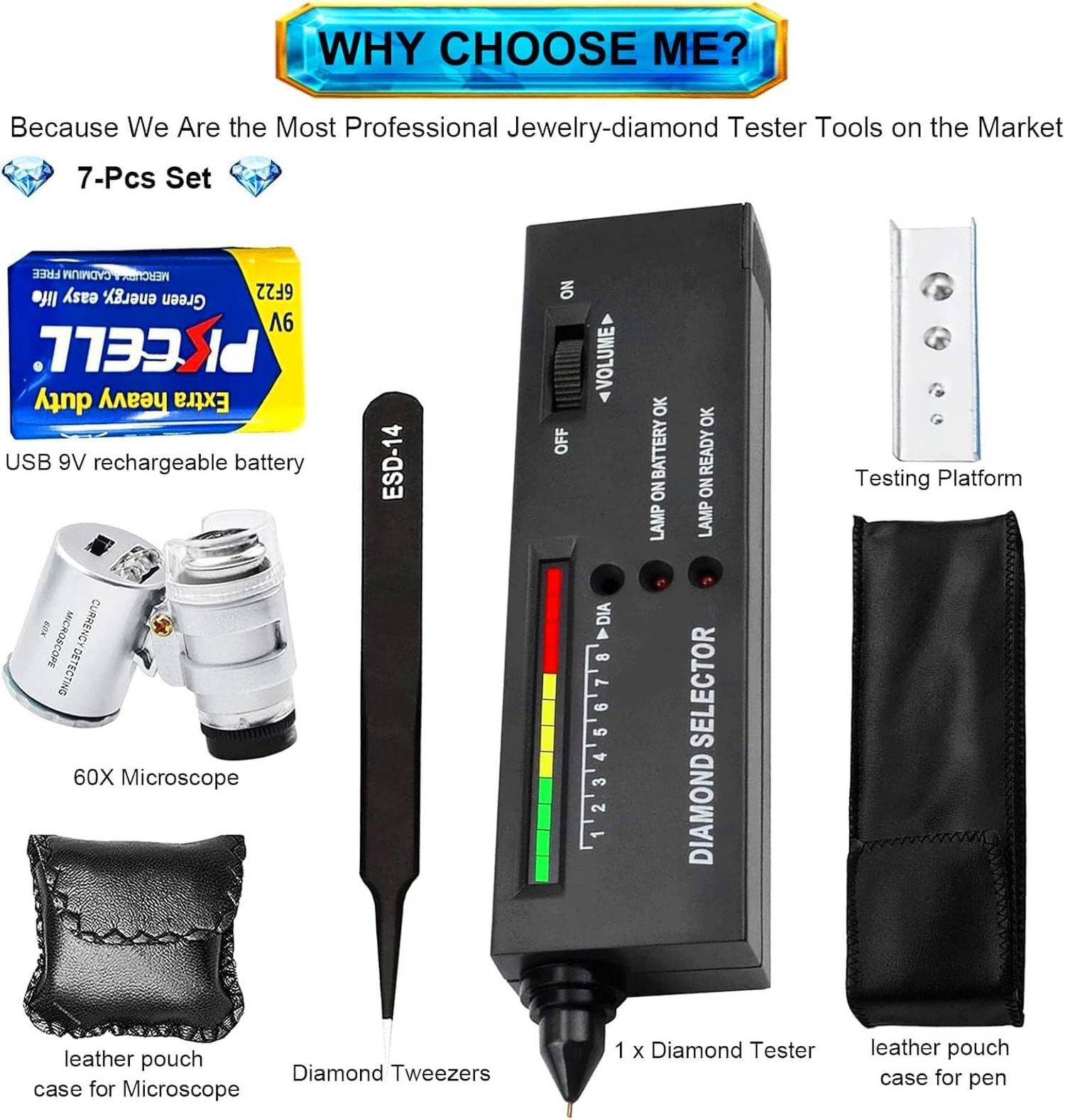 Professional Diamond Tester Pen, High Accuracy Jewelry Diamond Tester, Electr...