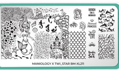 Maniology Bundle Monster X Twi_Star BM-XL211 Mermaid nail stamping plate  Htf