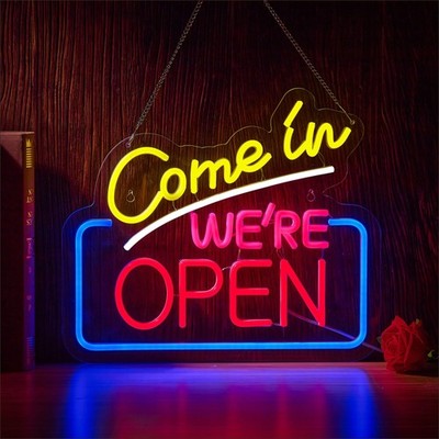 Come In We're Open Neon Sign for Wall Decor, Open LED Neon Signs Lights for C...