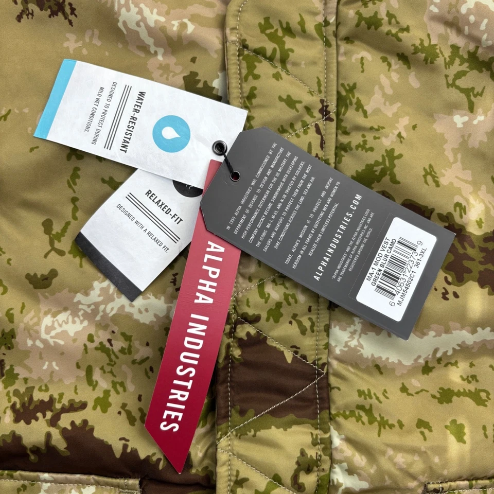 Alpha Industries MA-1 MOD Camo Water Resistant Vest Men's Size 3XL NWT - Image 2 of 4