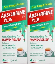 Absorbine Jr Fast Absorb Pain Relief Liquid 4oz ( 2 pack ) _ NEW LOOK  FREE SHIP