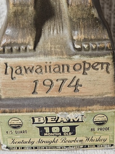 Vtg '74 United Airlines Hawaiian Tiki Golfball Beam Whiskey Decanter 15.25" Empt - Picture 9 of 11