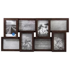 Mainstays 4x6 8-Opening Linear Gallery Collage Picture Frame, Brown