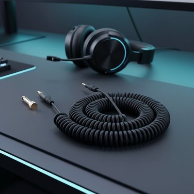 Coiled Audio Cable 2.5mm to 3.5mm for Gaming Headphones Extended 5ft to 16ft