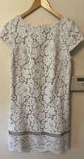 Vince Camuto Women’s 6 Ivory Floral Lace Sheath Dress Round Neck Cap Sleeve