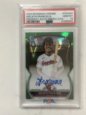 Welbyn Francisca 2023 Bowman Chrome Prospect #CPA-WF AUTO GREEN LAVA /99 PSA 10