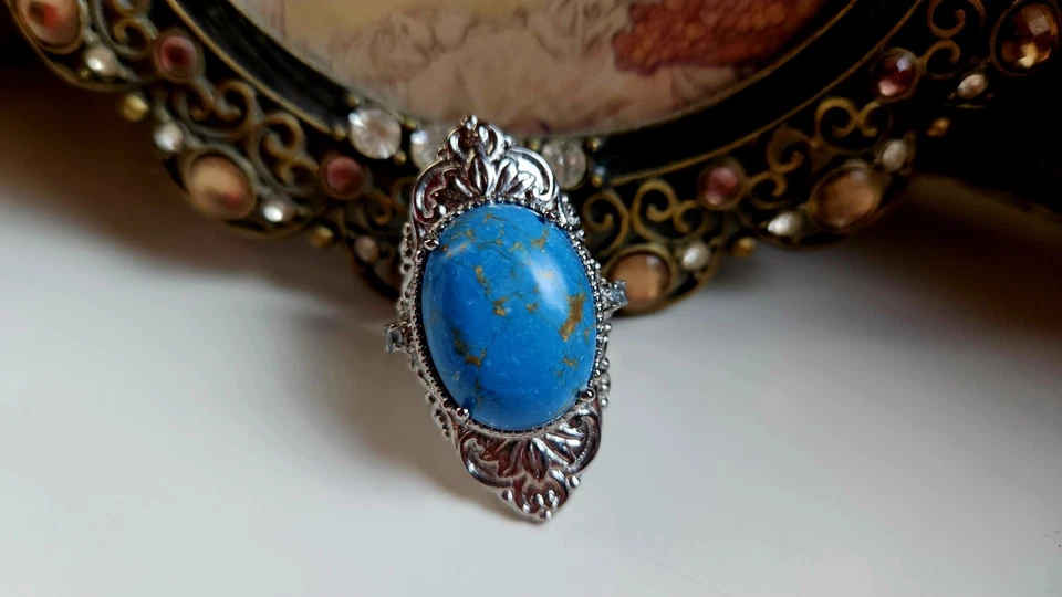 Ring aus Edelstahl mit einem Türkis Edelstein°. - Bild 4 von 4