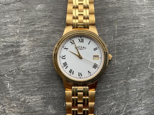 Men’s Rotary gold plated watch WORKING original box & strap EXCELLENT condition - Picture 2 of 17