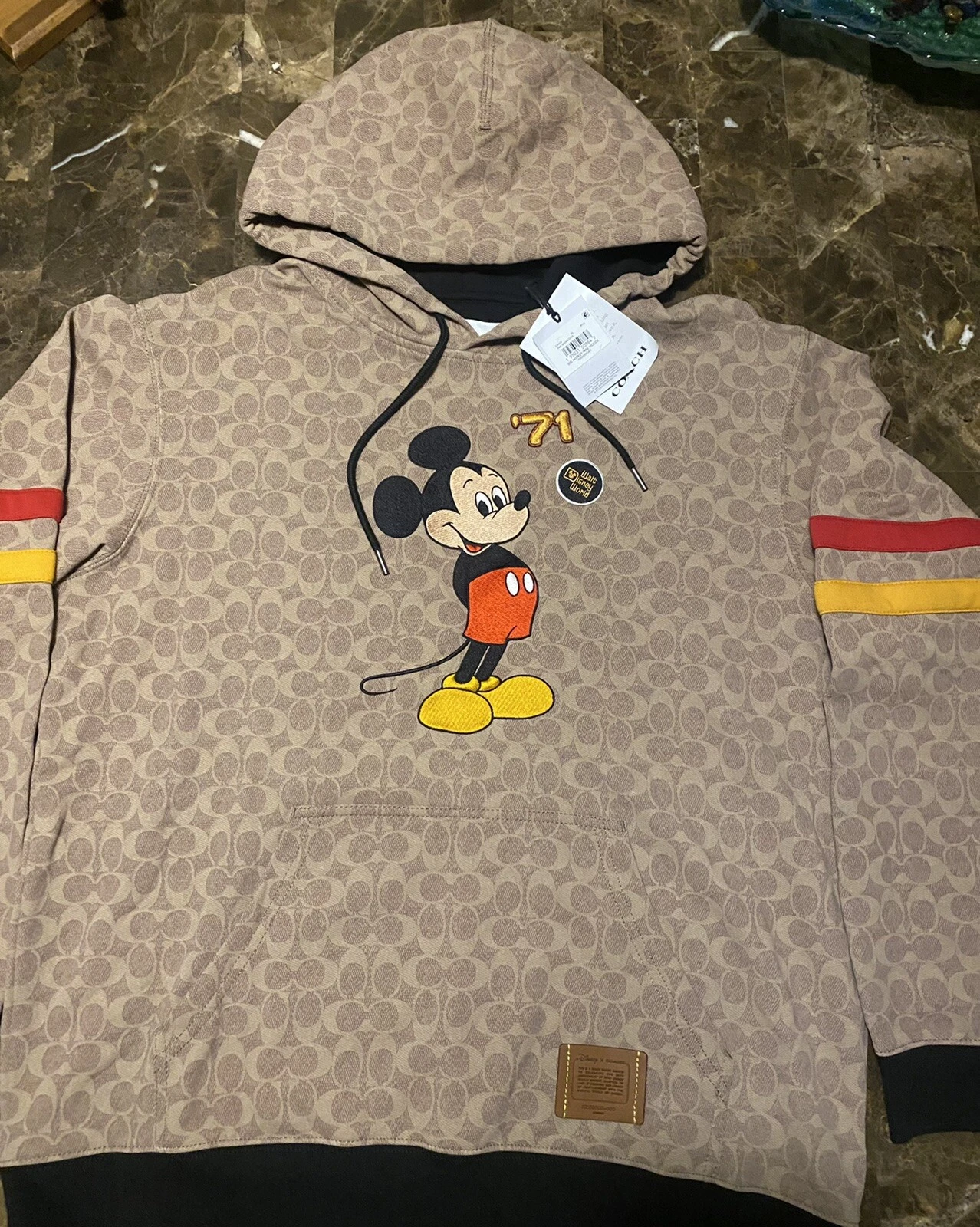 Felpa con cappuccio Topolino COACH Disney World 50th Anniversary taglia XS nuova con etichetta