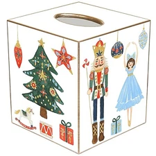 MARYE-KELLEY, NUTCRACKER SUITE HOLIDAY CHRISTMAS TISSUE BOX COVER, 5" TALL, NEW