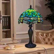 Tiffany Style Table Lamp Stained Glass Handcrafted Art Desk Light Bedside Lamps