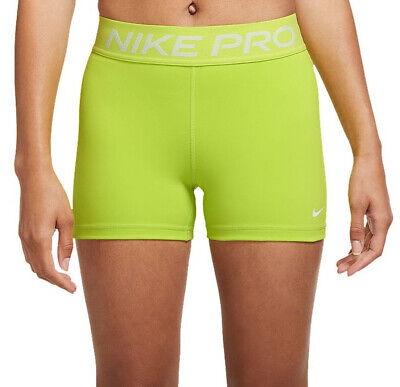 NIKE Women's Pro 3 Compression Shorts sz XL X-Large Lime Green White  Training