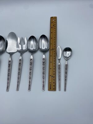 Stainless Steel Japan Flatware Unknown Hearts MCM 7 Piece Serving