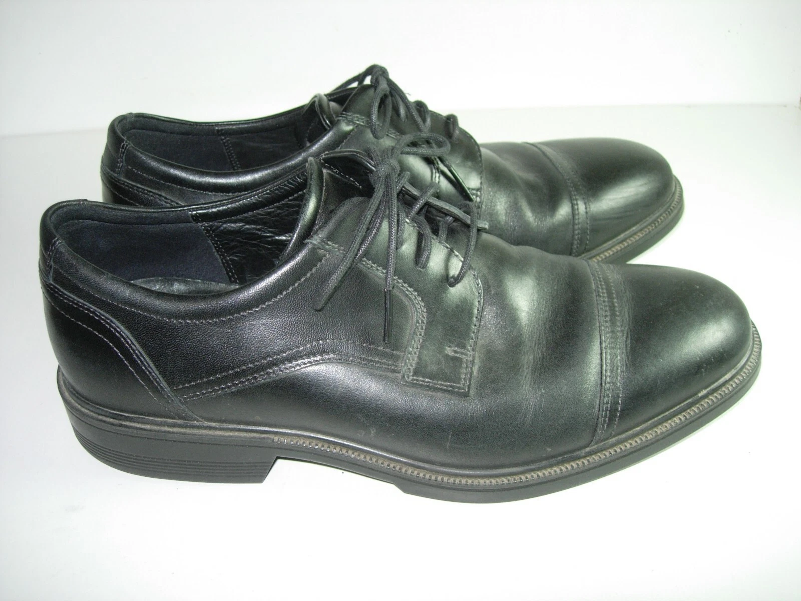 SCARPE DA UOMO NERE IN PELLE ECCO OXFORDS CASUAL COMODE ELEGANTI PUNTA A CAPPUCCIO TAGLIA 9 M