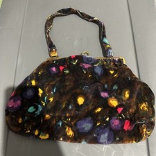 VINTAGE VELVET MULTI COLOR PURSE GOLD ACCENTS