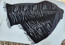 Lane Bryant Neck Scarf Women Oblong Black Zebra Print With Tassels