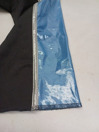 Vintage Algy Dance Leggings Pants Youth Girl's Black Blue Shiny Sz L - Picture 5 of 7