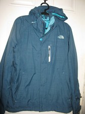 THE NORTH FACE WOMEN'S HYVENT HOODED JACKET SIZE MEDIUM BLUE PATTERNED