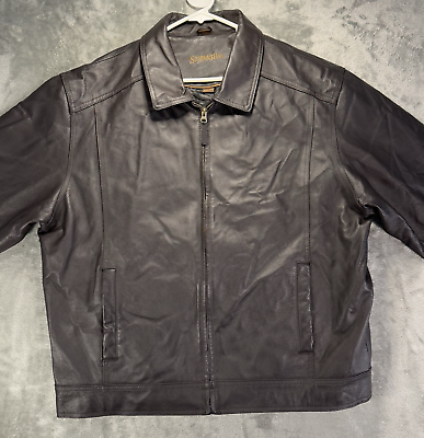 St Johns Bay Leather Bomber Jacket Mens XL Brown Quilt-Lined St Johns Bay Leather Bomber Jacket Mens XL Brown Quilt-Lined