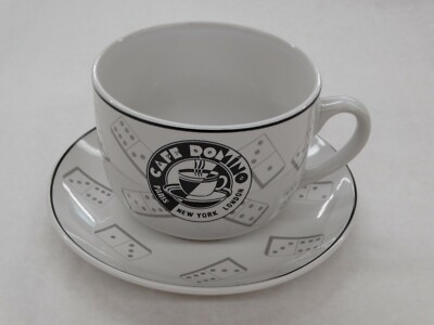 CAFE DOMINO Vintage Old Coffee Tea Soup Large Cup & Saucer Set Souvenir Espresso