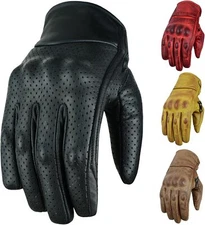 Men's Perforated Leather Motorcycle Gloves for Riding Motorcycle Leather Gloves