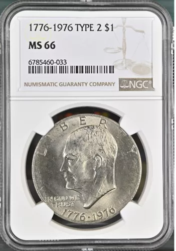 1776-1976 $1 Type2 Eisenhower  Dollar NGC MS66  6785460-033