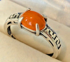 Beautiful 8x6 mm Ethiopia Natural Oval Orange Fire Opal Antique Silver Ring,New — photo 6