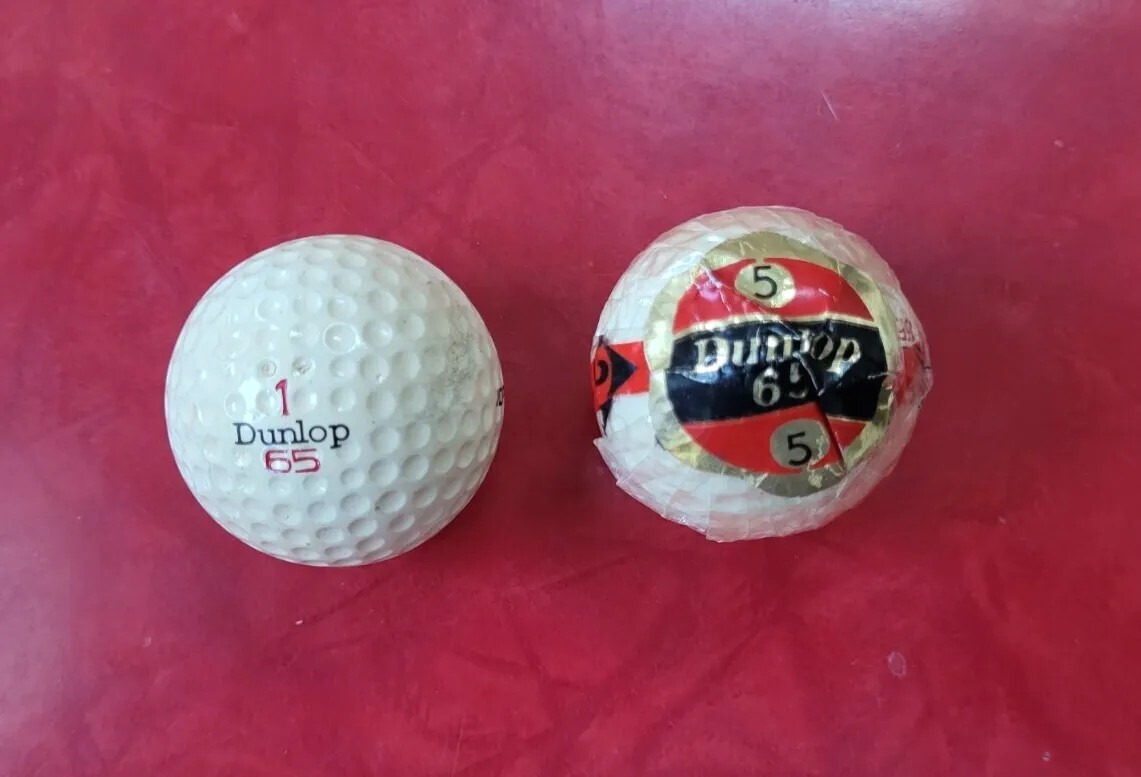 Lot Of 2 Original Vintage Dunlop 65 Golf Ball, 1 In Original