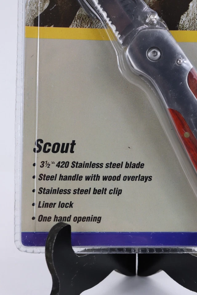 Cuchillo Plegable Trekker Scout 420 Mango Superpuesto Madera Inoxidable Hoja 3.5" Nuevo Foto 4 de 4
