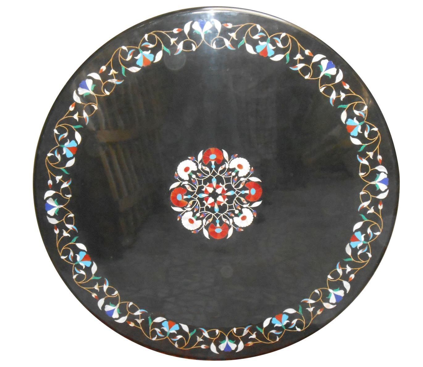 36-inch marble coffee table with PietraDura floral inlay for home decor